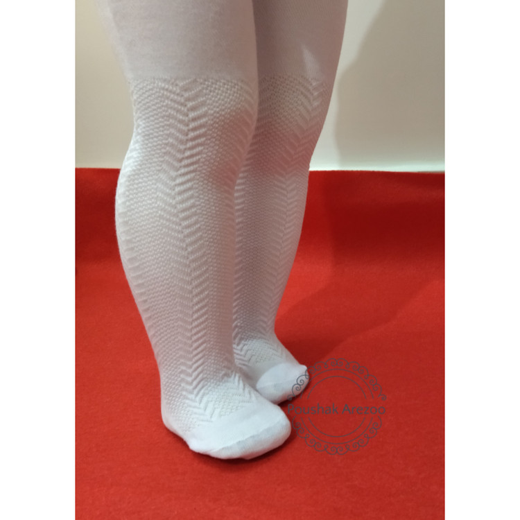 جوراب شلواری دخترانه رنگ سفید