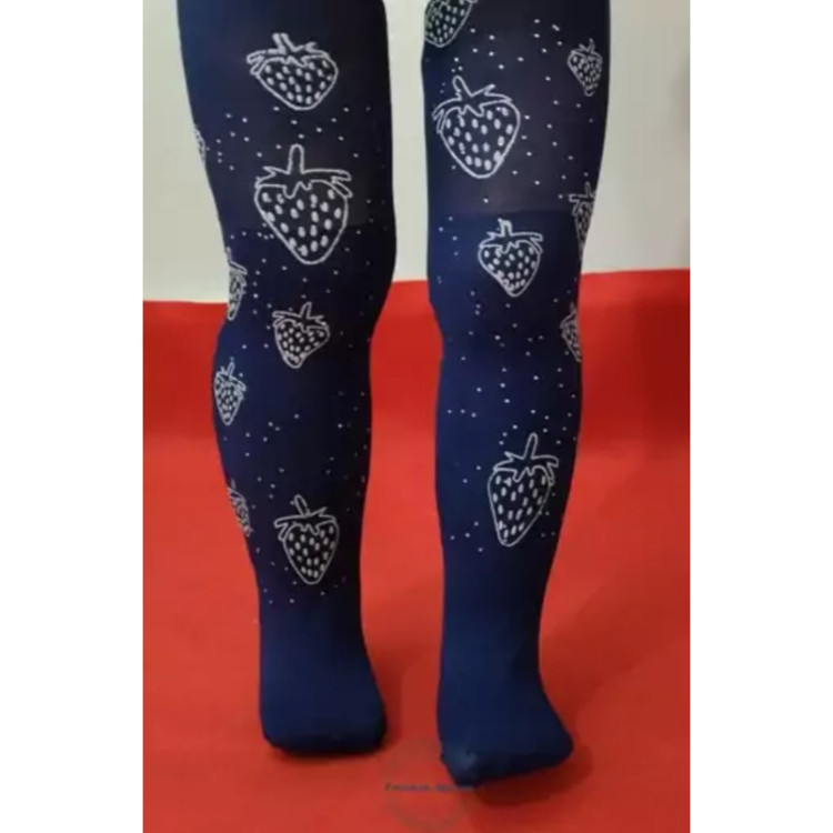 جوراب شلواری دخترانه تابستانی رنگ سورمه ای طرح پروانه