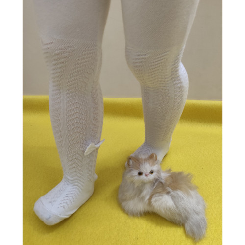 جورابشلواری دخترانه رنگ سفید طرح پاپیون