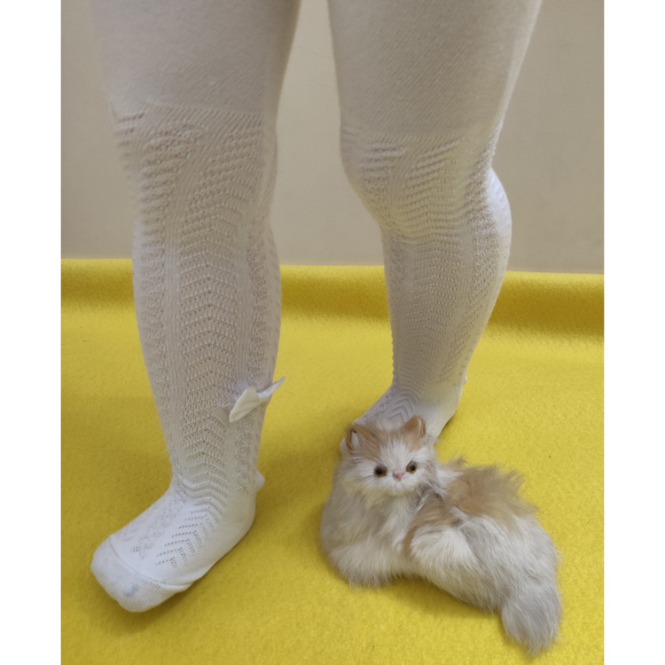 جورابشلواری دخترانه رنگ سفید طرح پاپیون