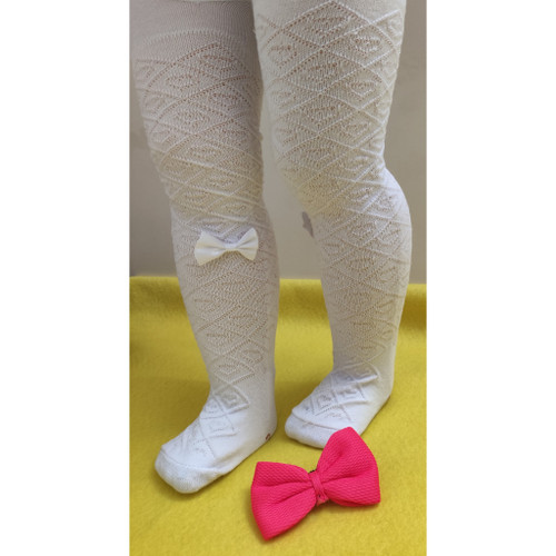 جوراب شلواری سفید طرح قلب دخترانه