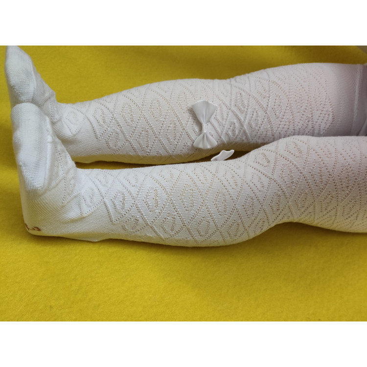 جوراب شلواری سفید طرح قلب دخترانه