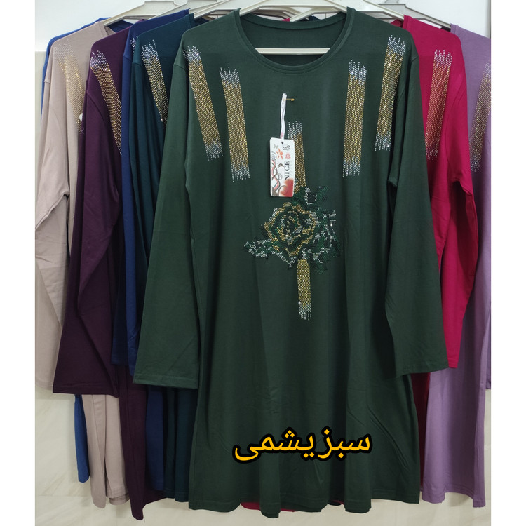 تونیک زنانه سایز بزرگ سبزیشمی