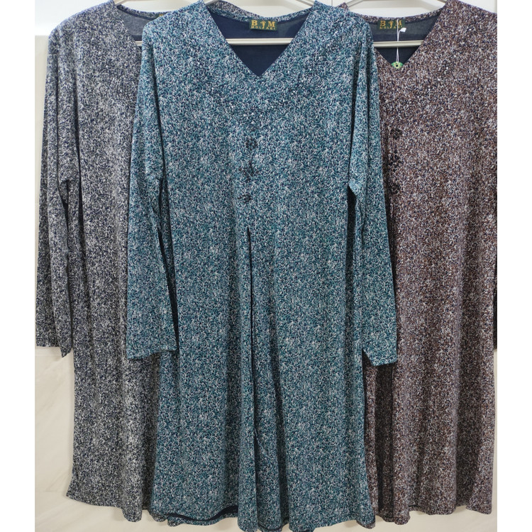 تونیک زنانه آستین بلند جنس نخ پنبه سایز خیلی بزرگ