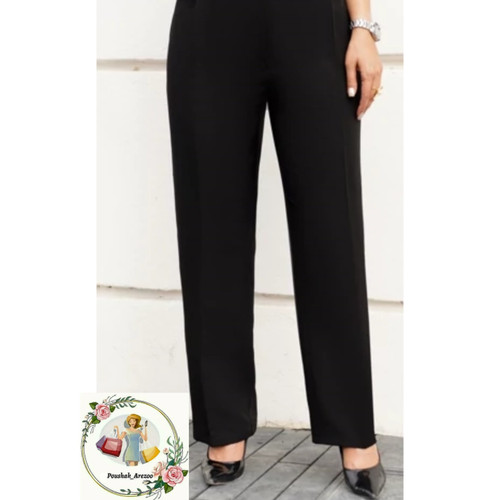 شلوار زنانه مجلسی کرپ مازراتی مشکی مدل راسته کمر زیپ خور