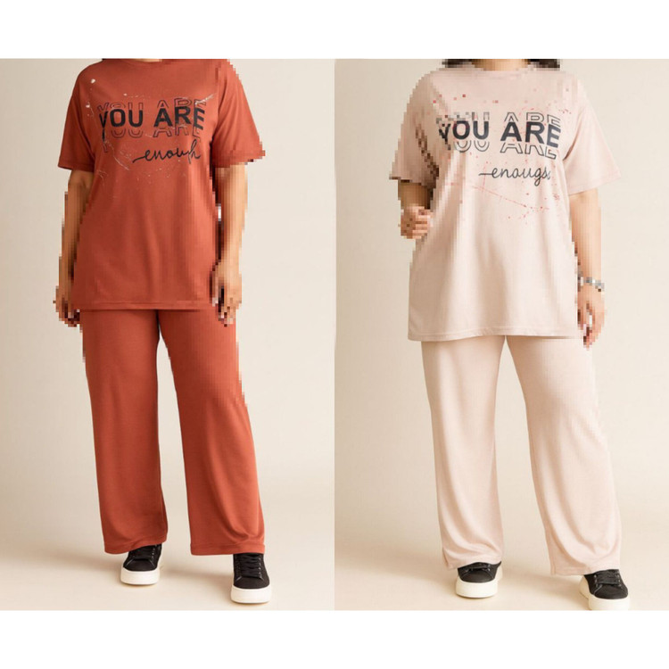 تیشرت شلوار ست زنانه سایز بزرگ جنس نخ پنبه