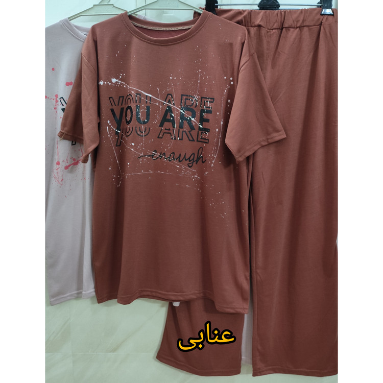 تیشرت شلوار ست زنانه رنگ عنابی
