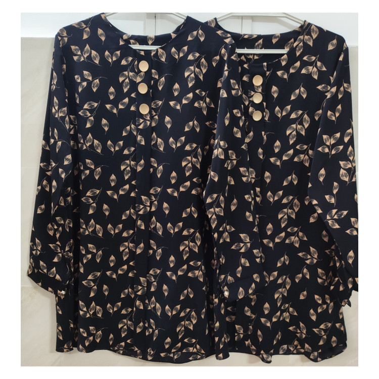 شومیز مجلسی مشکی طلایی زنانه یقه گرد