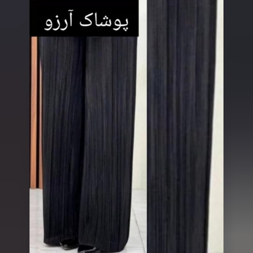 شلوار زنانه پلیسه دامنی ریون فول کش سایز بزرگ