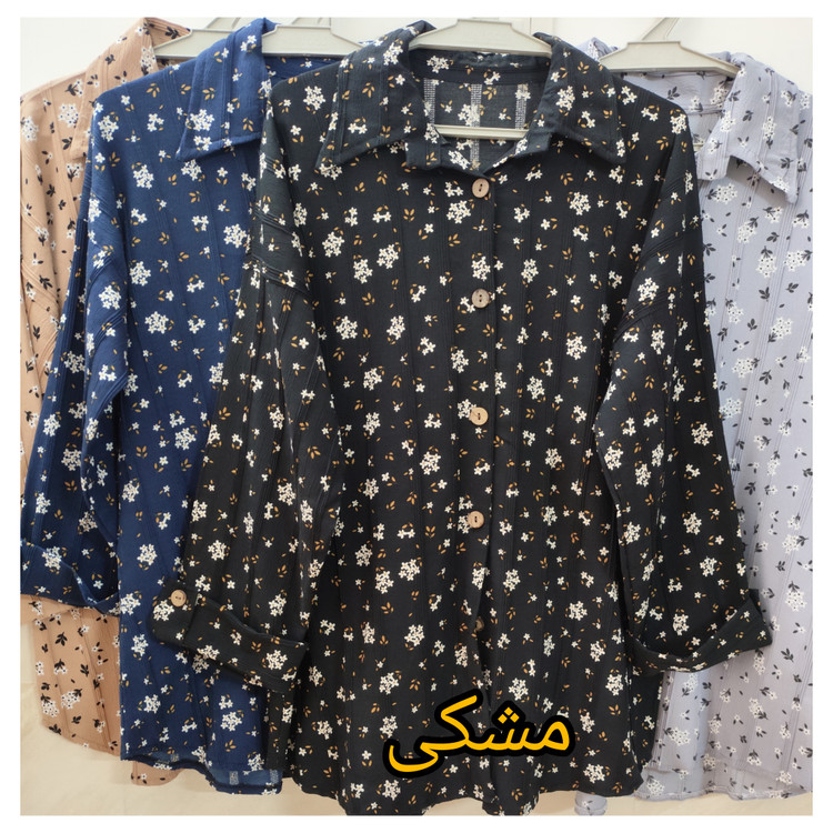 مانتو گل گچی زنانه آستین دار مشکی