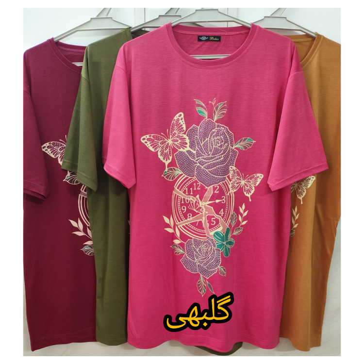تیشرت زنانه نخ پنبه رنگ گلبهی