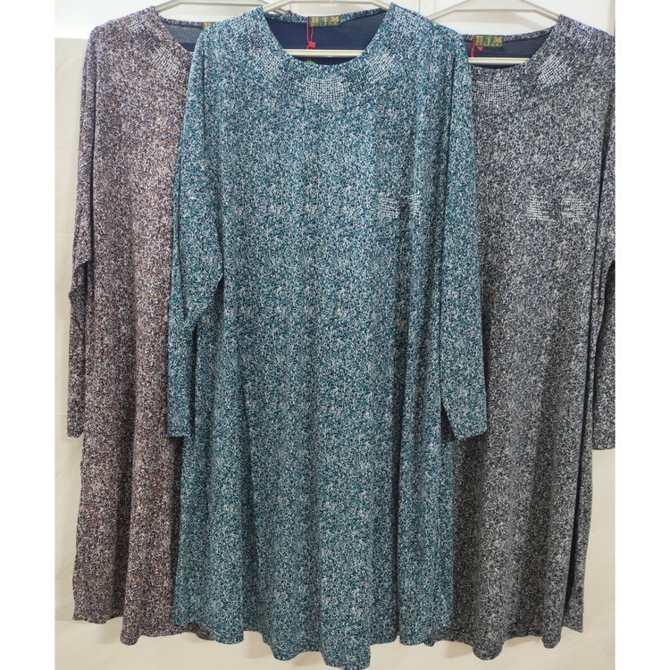 تونیک زنانه آستین بلند یقه گرد نخ پنبه قواره بزرگ رستمی