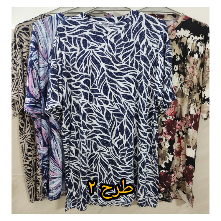 خرید تیشرت زنانه آستین کوتاه یقه گرد نخ پنبه