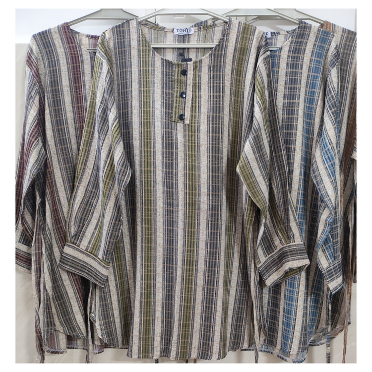 تونیک زنانه آستین بلند مچی یقه گرد نخی سایز بزرگ