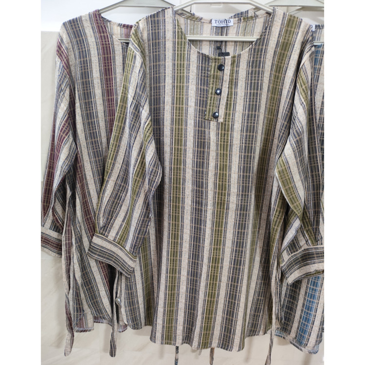 خرید تونیک زنانه آستین بلند مچی یقه گرد نخی سایز بزرگ