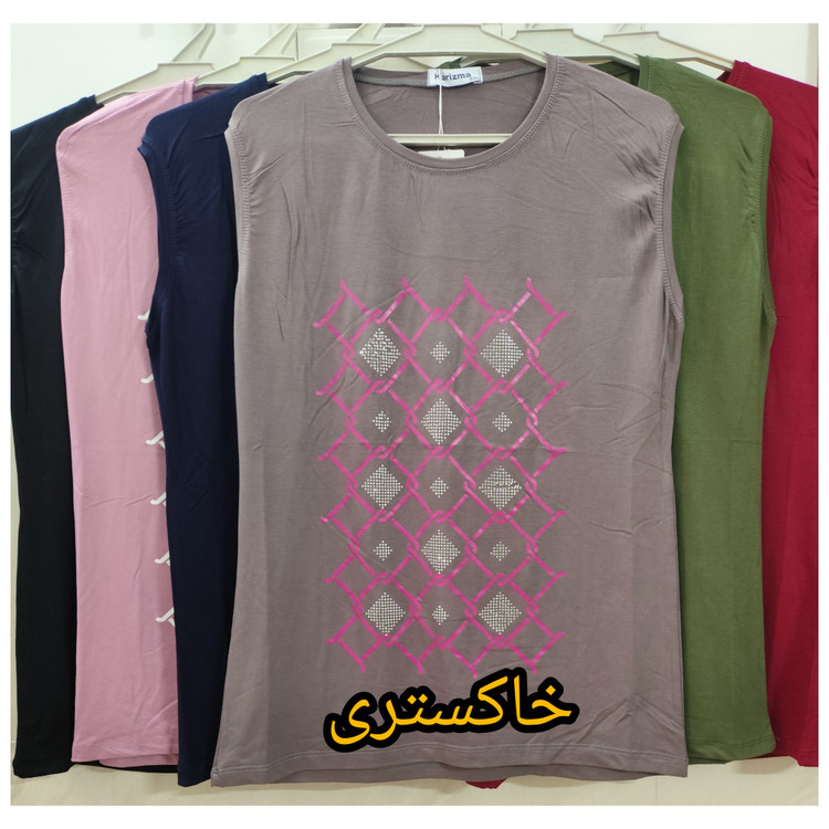 تاپ زنانه آستین حلقه ای یقه گرد فری سایز رنگ خاکستری