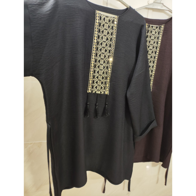 تونیک زنانه آستین بلند یقه گرد جنس نخ صوفیا