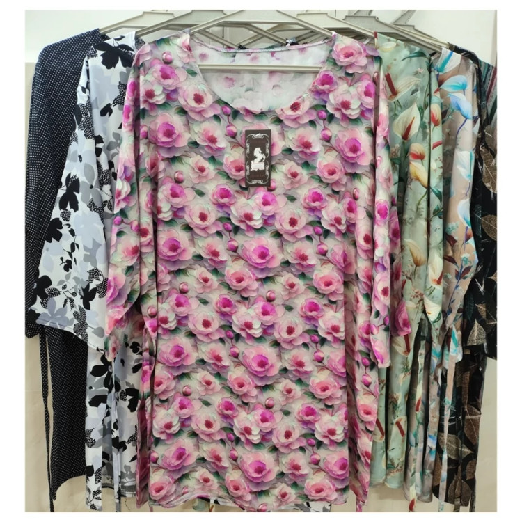 تیشرت آستین سه ربع زنانه جنس نخی سایز خیلی بزرگ