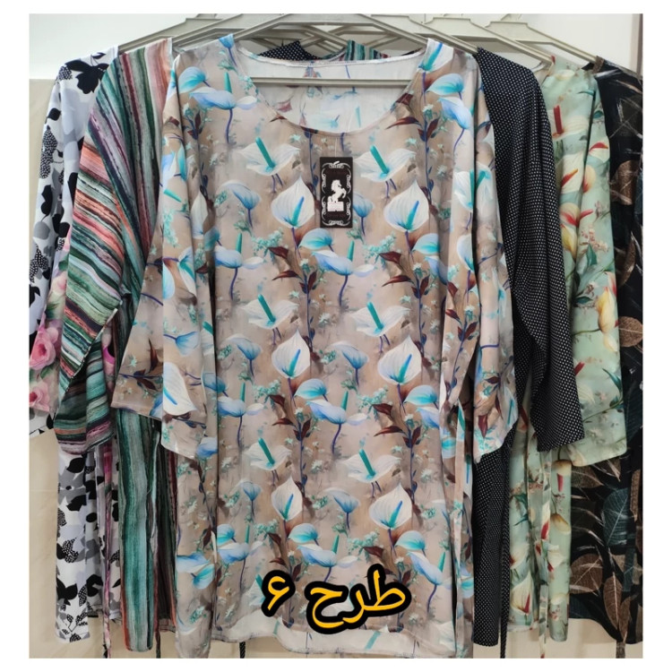 تیشرت نخی آستین سه ربع زنانه یقه گرد