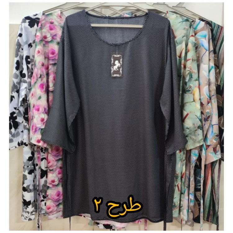 تیشرت نخی طرحدار آستین سه ربع زنانه