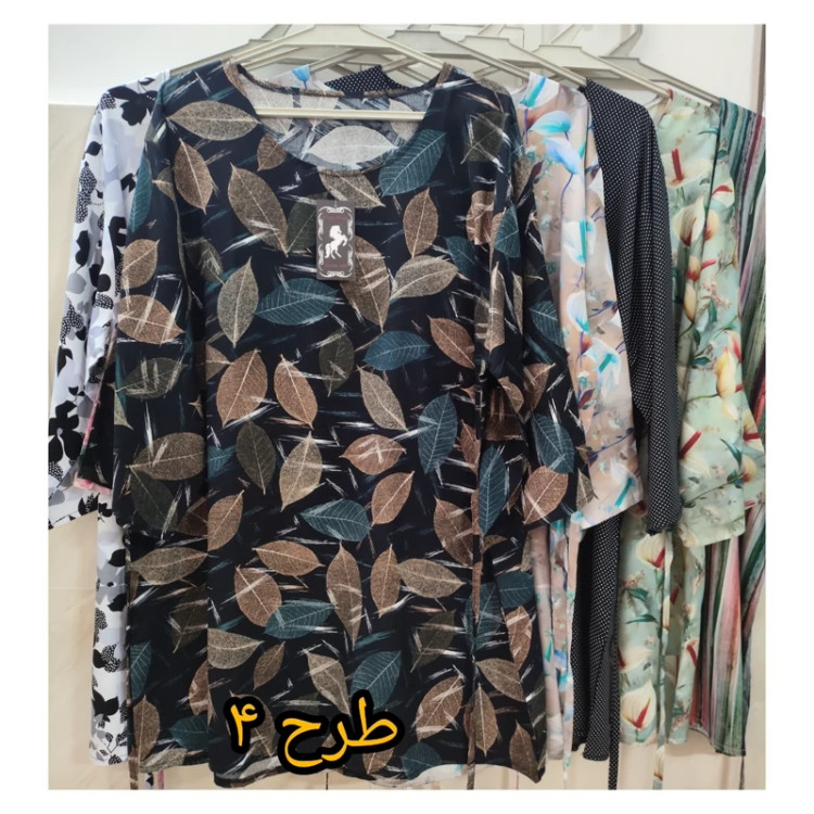 تیشرت نخی زنانه طرحدار سایز بزرگ