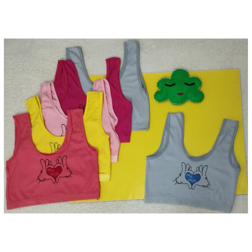 نیم تنه دخترانه جنس نخ پنبه سایز بزرگ طرح قلب