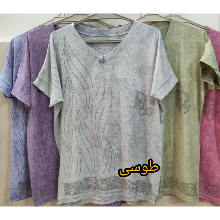 تیشرت سنگشور زنانه یقه هفت طوسی