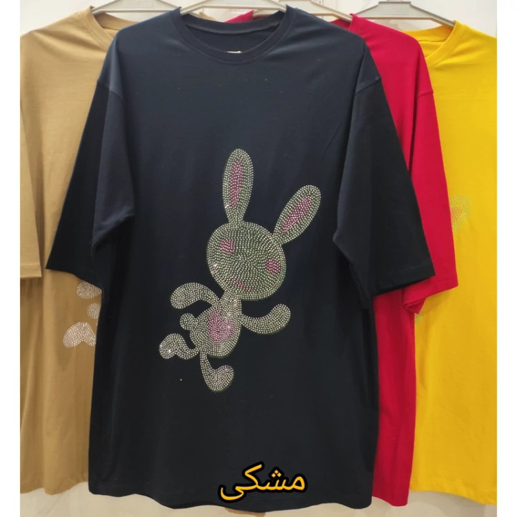 تیشرت لانگ نخ پنبه زنانه فری سایز مشکی