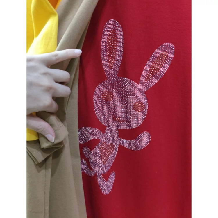 تیشرت لانگ نخ پنبه زنانه فری سایز نگین دار