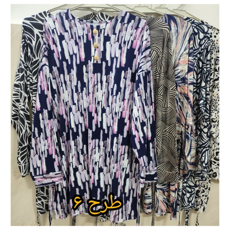 خرید تونیک طرحدار نخپنبه سایز بزرگ زنانه لمه کوب