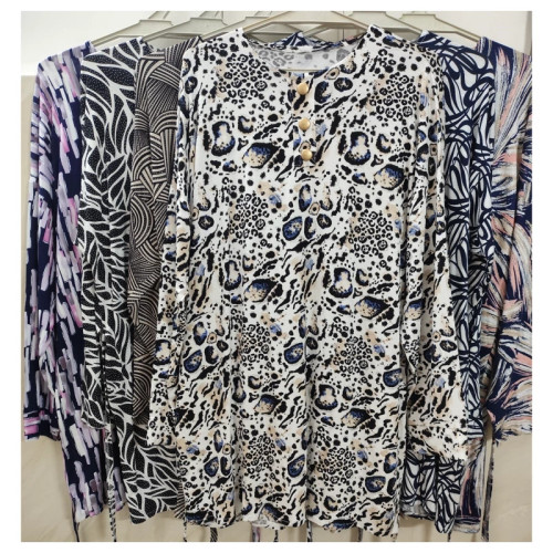 تونیک طرحدار نخپنبه سایز بزرگ زنانه لمه کوب