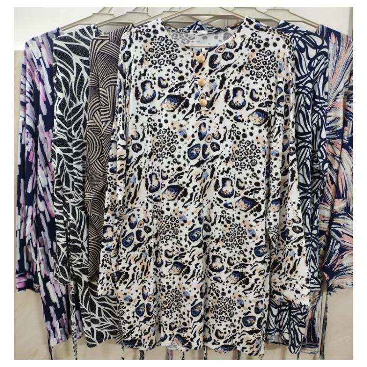 تونیک طرحدار نخپنبه سایز بزرگ زنانه لمه کوب