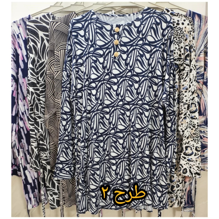 تونیک مجلسی طرحدار نخپنبه سایز بزرگ زنانه