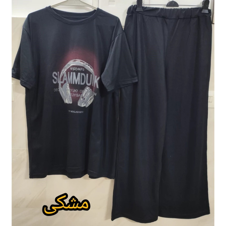 تیشرت شلوار ست زنانه سایز خیلی بزرگ مشکی