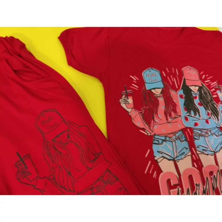 تیشرت شلوار طرحدار ست دخترانه