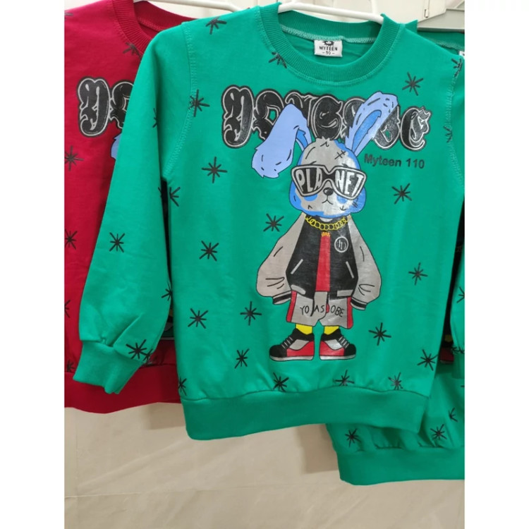 بلوز دخترانه و پسرانه (اسپورت) یقه گرد آستیندار