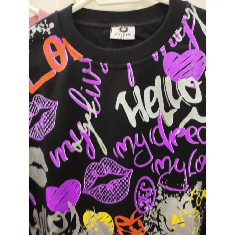 بلوز دخترانه آستین بلند طرحدار