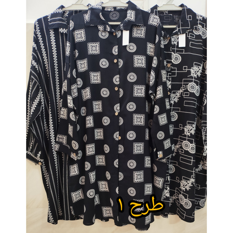 مانتو زنانه نخی آستین کیمینو سایز بزرگ تابستانی