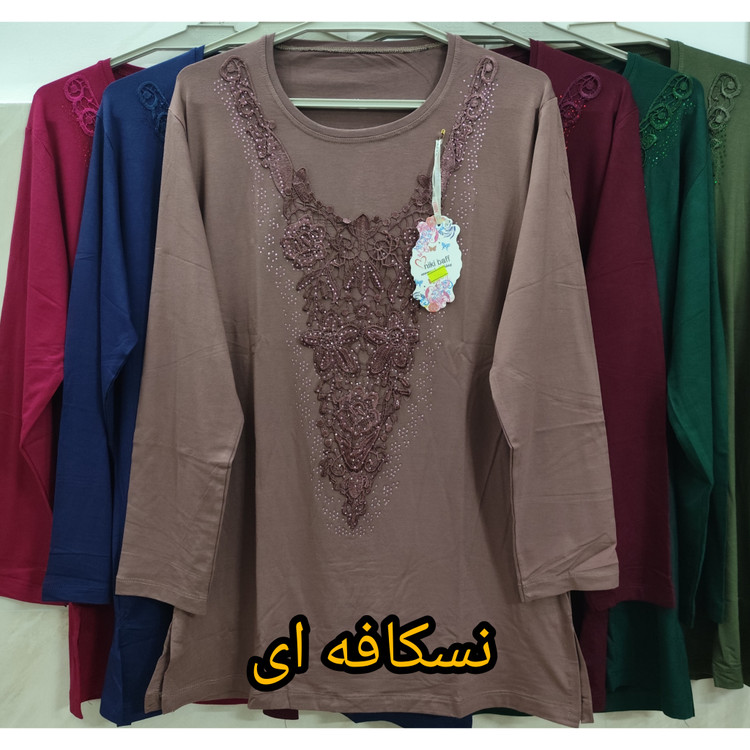 بلوز زنانه آستین بلند یقه گرد