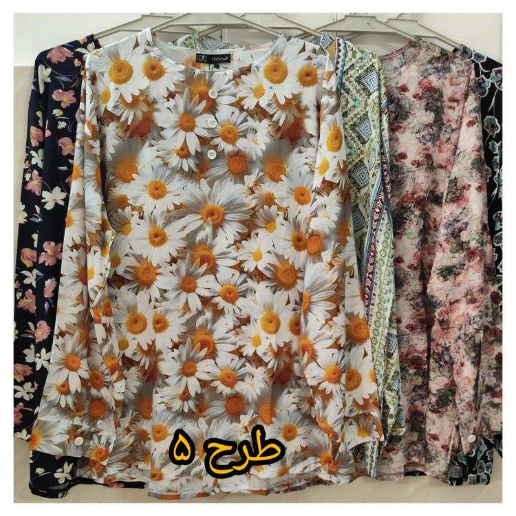 بلوز زنانه آستین بلند یقه گرد طرحدار