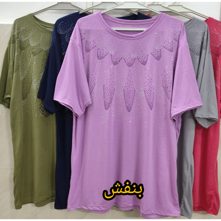 تیشرت زنانه نخ پنبه سایز بزرگ بنفش