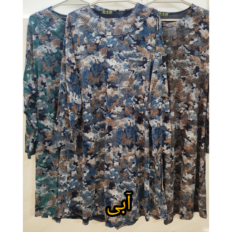 خرید تونیک زنانه آستین بلند یقه گرد آبی