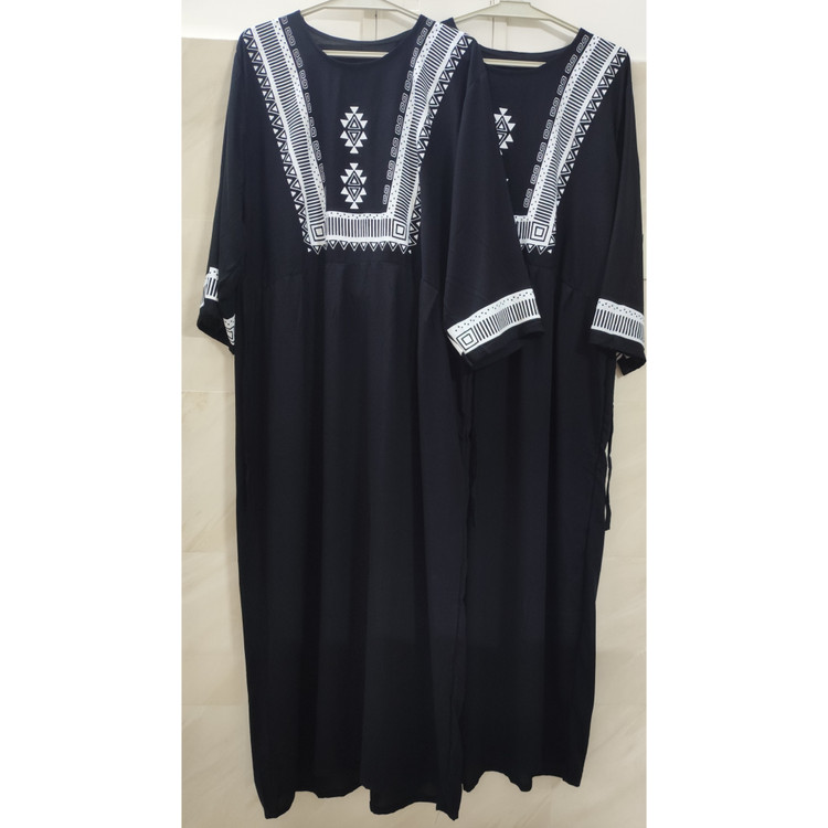 پیراهن کفتان زنانه نخی یقه گرد