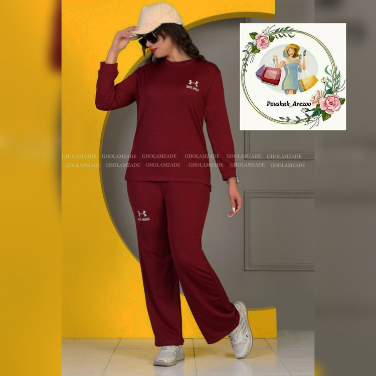 ست بلوز و شلوار زنانه یقه گرد آستین بلند کبریتی