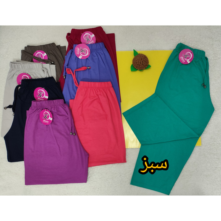 شلوارک زنانه کمرکش جنس نخ پنبه سایز بزرگ سبز