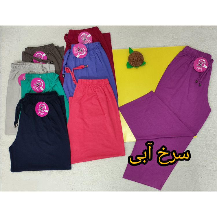 شلوارک زنانه کمرکش جنس نخ پنبه سایز بزرگ سرخ آبی