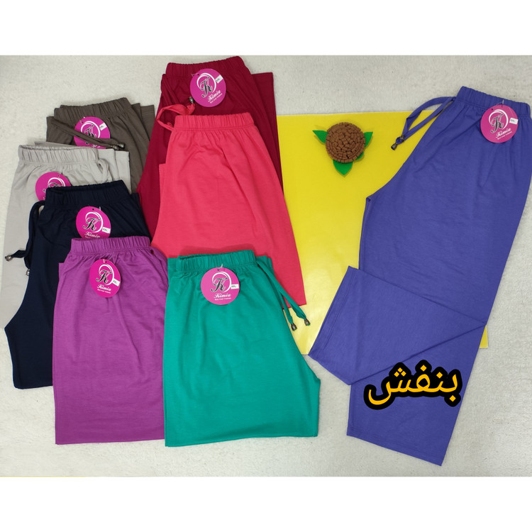 شلوارک زنانه کمرکش جنس نخ پنبه سایز بزرگ بنفش