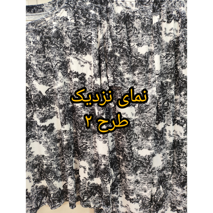 ست تیشرت و شلوار طرحدار فول نگین زنانه جنس پنبه کشی فری سایز تابستانی