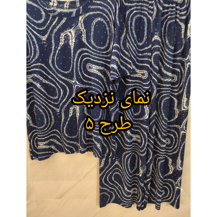 ست تیشرت و شلوار طرحدار پنبه فول نگین زنانه
