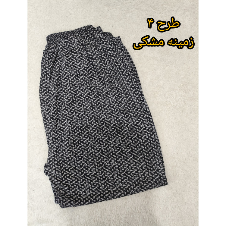 شلوار راحتی نخ پنبه طرح دار زنانه سایز بزرگ